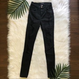 Fashion Nova High-Rise Distressed Black Jeans